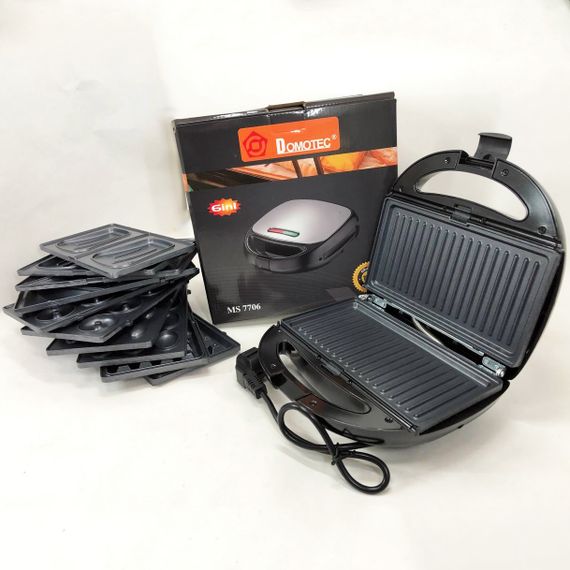 Бутербродница вафельница орешница электрическая для дома Domotec MS-7706 1000 w, Бутербродница 4в1 QH-68