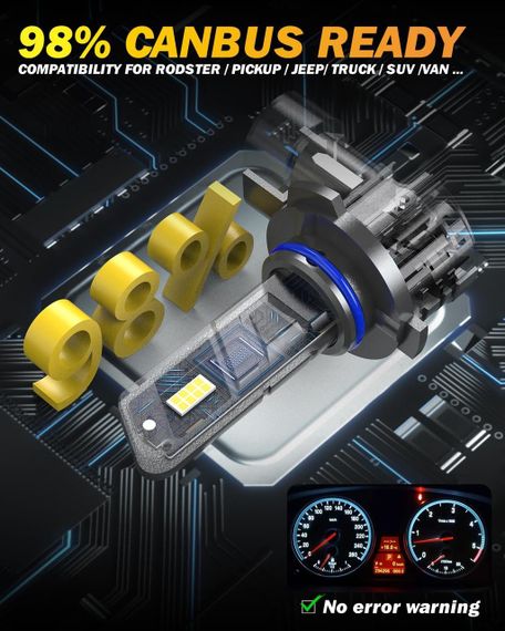 Светодиодная автомобильная лампа 9012/HIR2 100 Вт 20000 лм 6500 К холодный белый (2 шт.) | Зображення 5