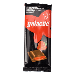 Шоколад Galactic Strawberry молочний з полуничною начинкою, 90 г