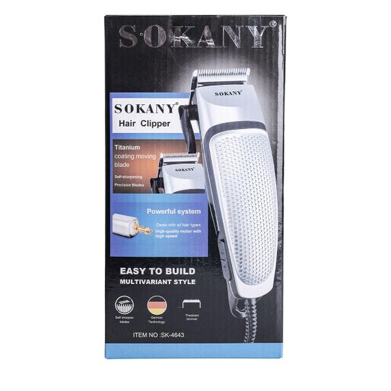 Машинка для стрижки волос Sokany SK-4643 электрическая  универсальная 4 насадки Серебристая | Зображення 6