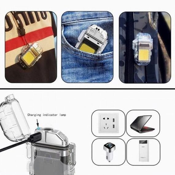 Запальничка спіральна водонепроникна електронна з LED ліхтариком та зарядкою від USB | Зображення 6