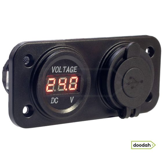 Авто / Мото USB зарядний пристрій - Recessed Twin Volt Red, IP54 | Зображення 2