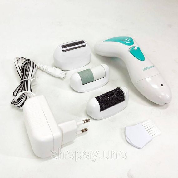 Эпилятор Gemei GM-7006 4в1 - Профеcсиональный беспроводной эпилятор бритва с насадками триммер + пемза | Зображення 9