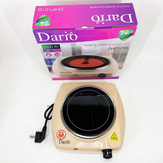 Плита электро для домашнего приготовления DARIO DHP121B 1200 Вт, Бытовая плита для приготовления AO-72 | Зображення 6