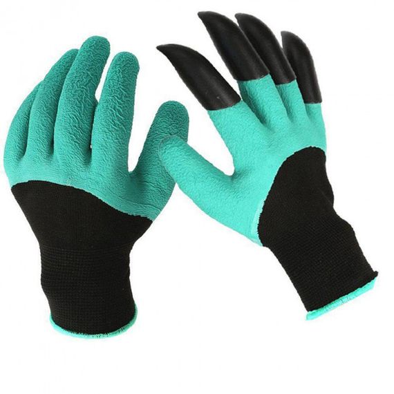 Прорезиненные перчатки с когтями Garden Genie Gloves для работы с землей с пластиковыми наконечниками Зелёный | Зображення 6