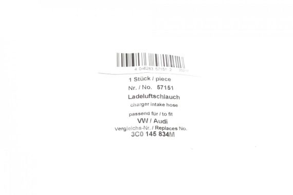 Патрубок интеркулера R VW Caddy III 1.9 2.0 TDI 04- 57151 | Зображення 1