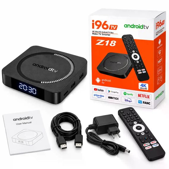 Smart TV приставка I96Z18 4/32 ГБ • ТВ-приставка I96Z18 Android 12 с Wi-Fi 2.4/5 ГГц, 4 ГБ RAM и 32 ГБ ROM