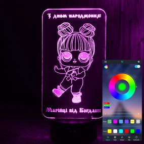 Акриловий світильник-нічник керування з телефона лялька ЛОЛ (L.O.L) tty-n000414