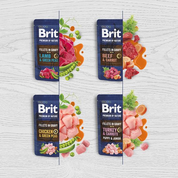Корм вологий Brit Premium Fillets in Gravy Turkey & Carrots Puppy для цуценят малих порід філе в соусі індичка і морква 85 г | Зображення 3