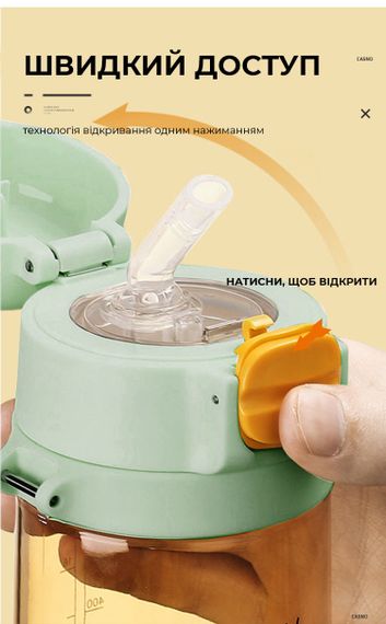 Пляшка для води CASNO 690 мл KXN-1219 Зелена (Зебра) з соломинкою TRITAN | Зображення 6