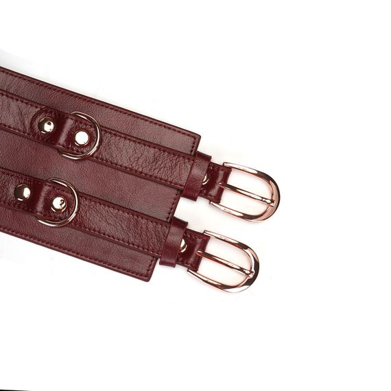 Шкіряний пояс для бондажу Liebe Seele Wine Red Waist Cuff, L Size | Зображення 3