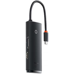Переходник HUB Baseus Lite Series 6in1 (Type-C to HDMI+2xUSB3.0+Type-C Data+SD/TF) (WKQX050001) Black