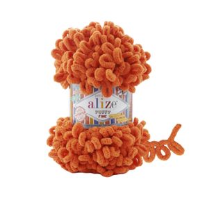 Пряжа ALIZE PUFFY FINE 06 апельсин алізе пуфі файн фантазійна плюшева пряжа