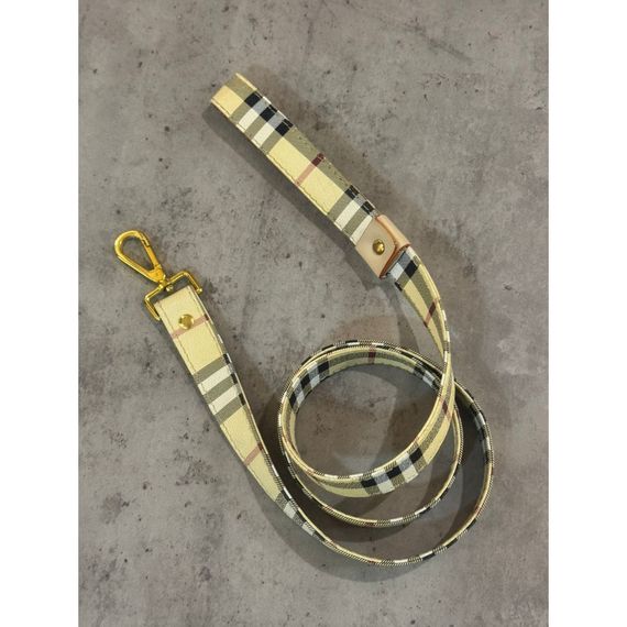 Брендовый поводкок для собак Burberry с золотой фурнитурой, бежевый