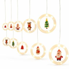 Світлодіодна гірлянда Xmas 110L WW, завіса 3×0,7 м з 10 кільцями та фігурками