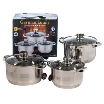Набір каструль German Family GF-2053 нержавіюча сталь 5-ти шарове сріблясте дно (GF-2053_1230) | Зображення 2