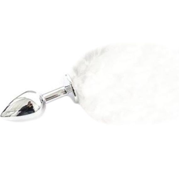 Анальная пробка с хвостиком S, белая, 6 х 2.5 см Sex Aura