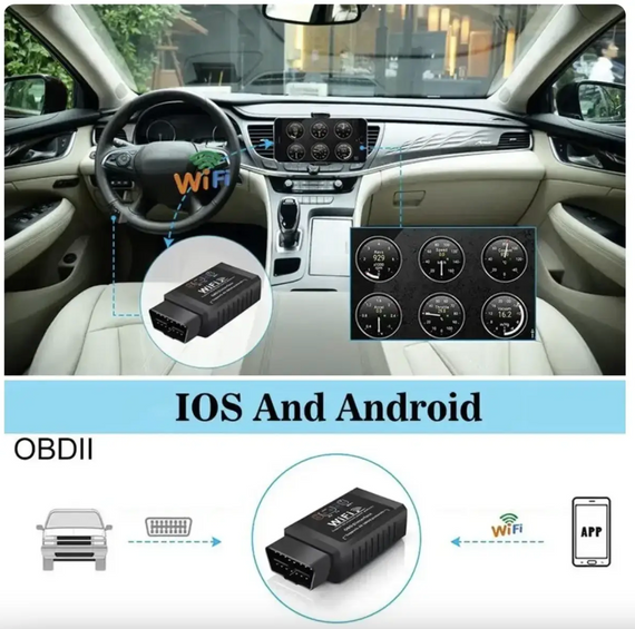 Автомобільний сканер ELM327 OBD2 Wi-Fi V 1.5 для IOS/Android | Зображення 4