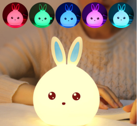 Дитячий світильник – нічник Зайчик LED Rabbit Soft Touch силіконовий із вбудованим акумулятором ∙ 7 режимів свічіння | Зображення 2