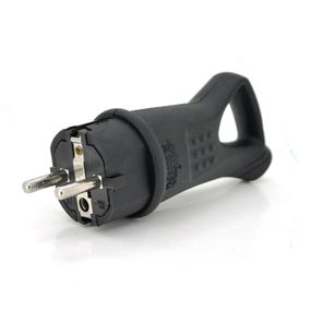Вилка каучукова з заземленням, 16A 250V, IP44 0003, Black Q16