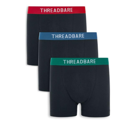 Набор мужских анатомических трусов боксеров Threadbare Black Hipster Boxers 3 шт.