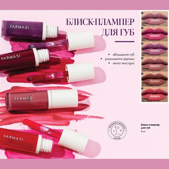 Блеск-плампер для увеличения губ Farmasi 01 Fiery 8 мл | Зображення 4
