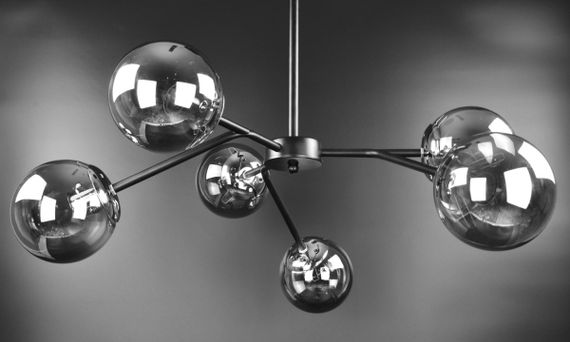 Люстра стельова на 6 лампочок 26494 Чорний 25-63х65х65 см. | Зображення 2