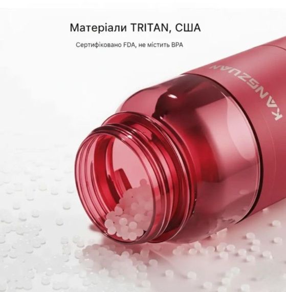 Спортивна пляшка KANGZYUAN 1000 мл (1 л) — Червона Tritan BPA-free, ударостійка еко-пляшка з трубочкою та ремінцем | Зображення 3