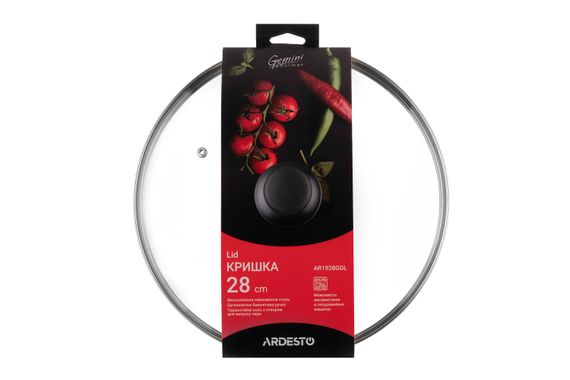 Крышка Ardesto Gemini Gourmet 28 см, стекло, нержавеющая сталь, бакелит (AR1928GGL) | Зображення 1