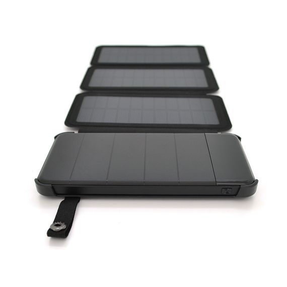Power bank 12000 mAh Solar, Input:5V/1A(microUSB), Output:5V/2,1А(2хUSB), rubberized case, Black, BOX | Зображення 1