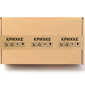 Скотч этикетка крафт "Обережно скло"​​​, 50х294 мм (100 шт/рулон) с принтом, самоклеющаяся Viskom