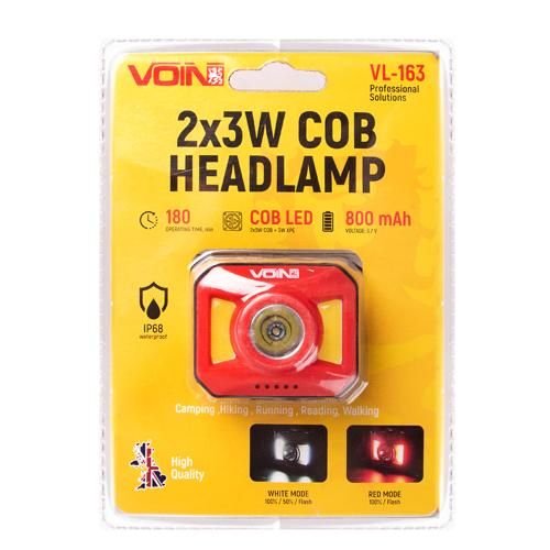 Ліхтар налобний VOIN VL-163, 2 x 3W-COB (W/R)+3W XPE/АКБ800mAh/рег. нахилу | Зображення 3