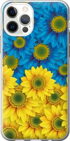 Чехол на iPhone 12 Pro Жёлто-голубые цветы "1048u-2052-17620"