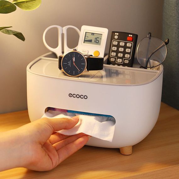 Настольный органайзер Ecoco Tissue с диспенсером для салфеток и отсеками для удобного хранения аксессуаров | Зображення 3