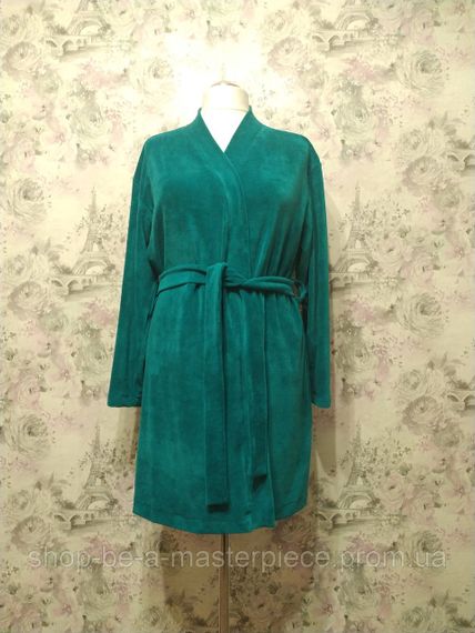Халат жіночий велюровий оксамитовий банний домашній м'ятний короткий 56