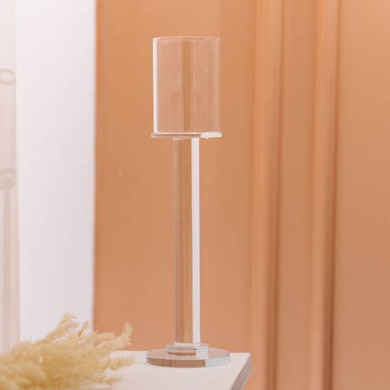 Подсвечник стеклянный на ножке 8×31 см подсвечник бокал декоративный прозрачный HP-4-43S | Зображення 3