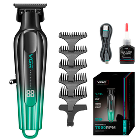 Тример для стрижки акумуляторний VGR V-935 GREEN, 5 насадок, 7000 RPM, LED дисплей