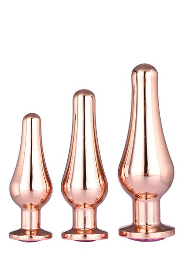DT21875 набір анальних пробок конічної форми Dream Toys GLEAMING LOVE PLEASURE SET ROSE GOLD