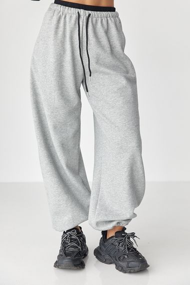 Широкі спортивні штани з начосом - сірий цвет, XL (є розміри)