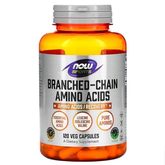 Амінокислоти NOW Sports, Branched-Chain Amino Acids, 120 Veg Capsules