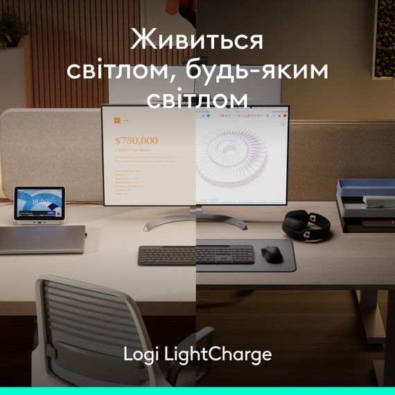 Клавіатура Logitech Slim Solar+ for Business Wireless/Bluetooth Graphite (920-013779) | Зображення 1