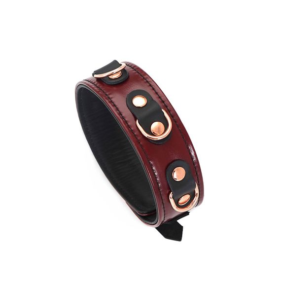 Шкіряний нашийник з повідцем Liebe Seele Wine Red Collar and Leash, 3 кільця для кріплення | Зображення 2
