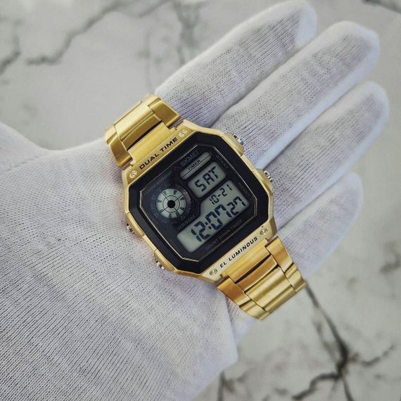 Мужские кварцевые спортивные наручные часы Skmei 1335 Gold