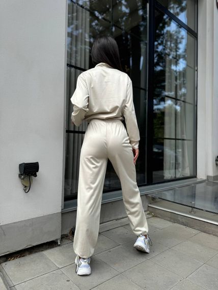 Женский спортивный костюм весна-осень свитшот и джоггеры NB24049 цвет молочный, размер 50/52 | Зображення 4