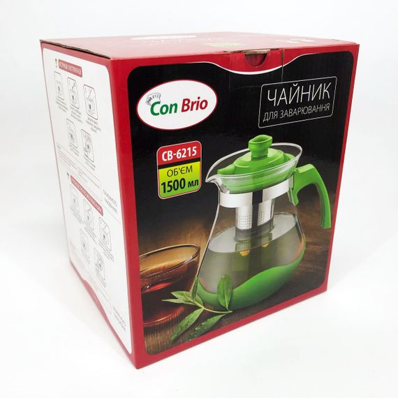 Чайник для заварювання Con Brio Green CB-6215 1,5 л, Чайник для заварювання якісний на кухню. Колір: червоний | Зображення 2