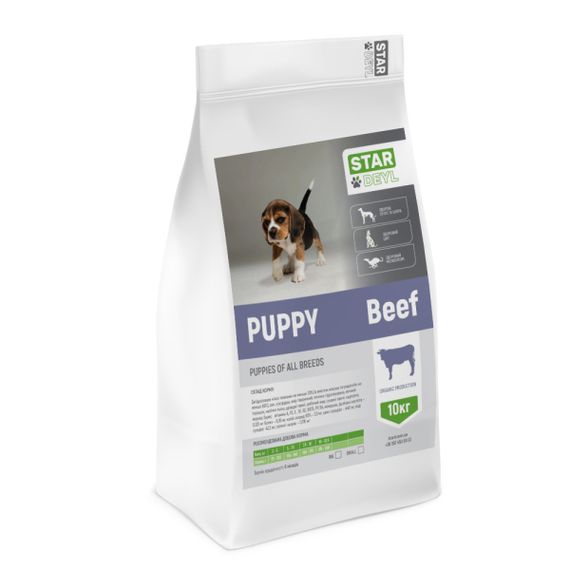 Сухий корм StarDeyl Puppy 10 кг для цуценят великих порід (телятина), гіпоалергенний сухий корм із телятиною