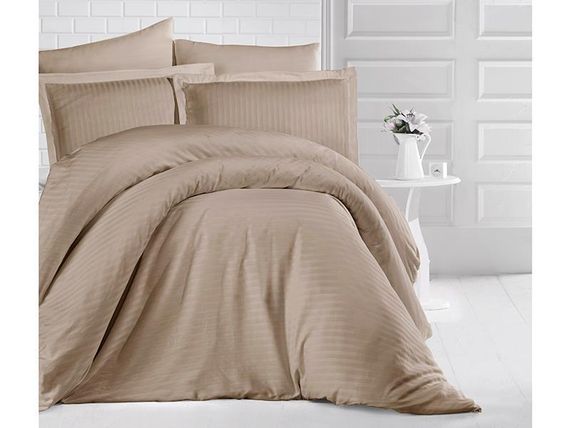 Постельное белье Clasy Stripe Satin 160х220 A.Kahve
