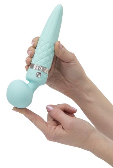 Вибромассажер 2в1 PILLOW TALK - Sultry Teal, классический массажер и вибратор с ротацией, подогрев | Зображення 5