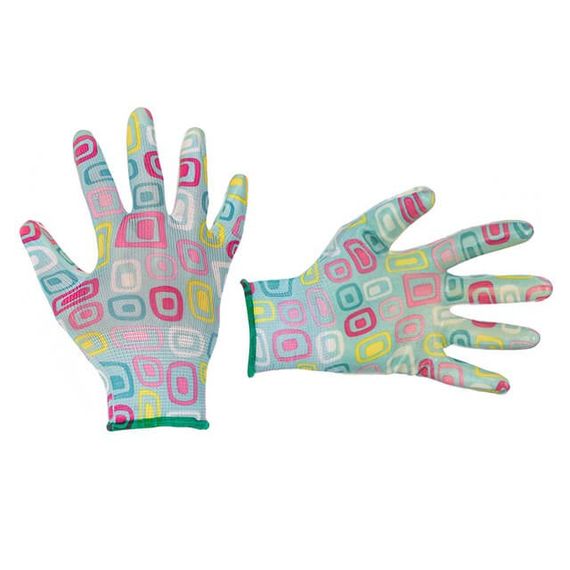 Перчатки садовые с нитриловым покрытием 8" голубые INTERTOOL SP-01641