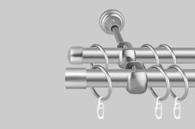 Карниз для штор дворядний металевий 19 мм, Заглушки (комплект) Сатин 200 див.